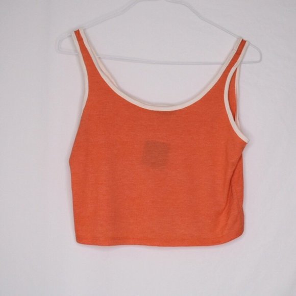 Topshop Kylie Orange White Trim Cropped Tank Top - Picture 2 of 5